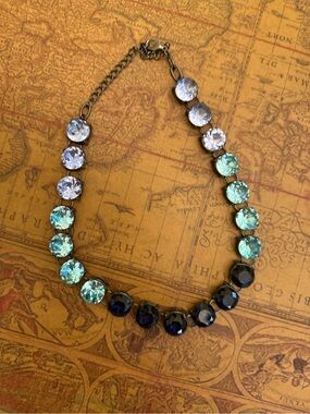 Sparkling Ombre Crystal Necklace - Blue & Mint
